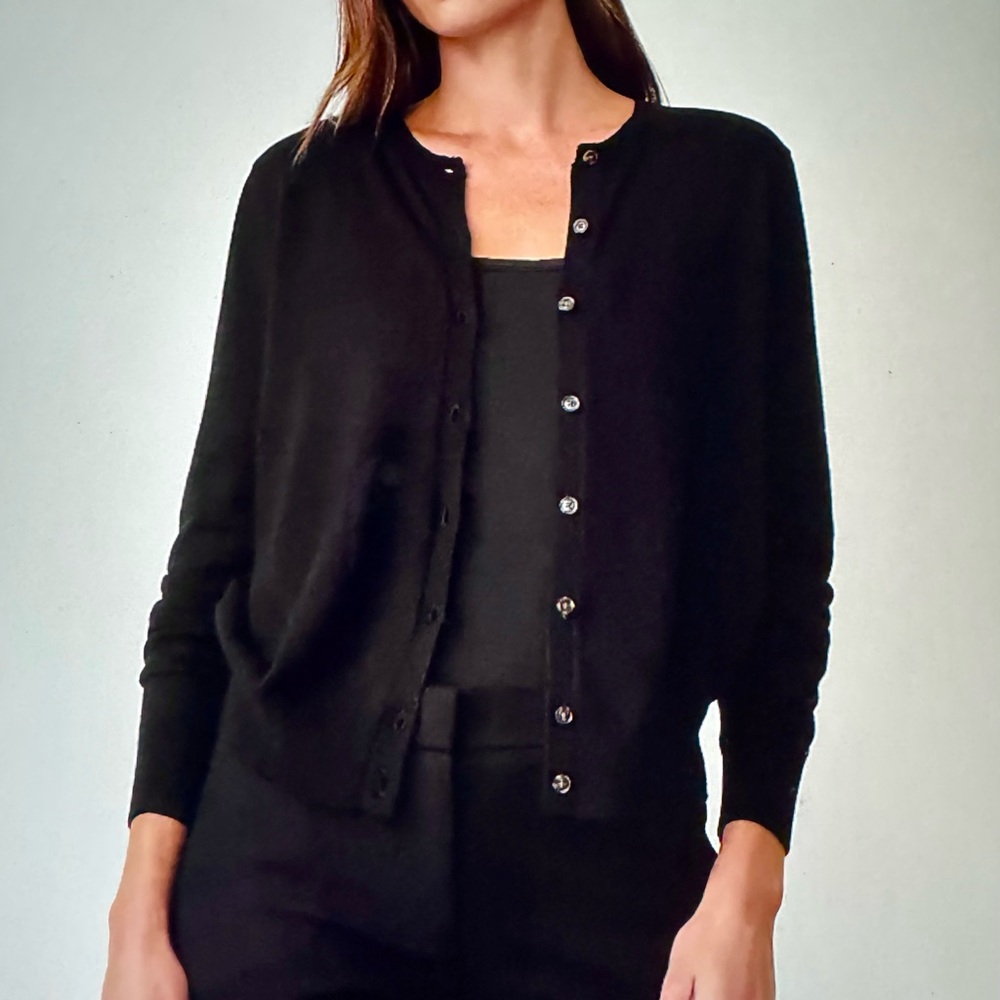 Ann Taylor Elegant Black Cardigan Sweater Size Medium